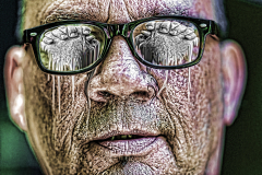 Zelfportret met olie gezicht