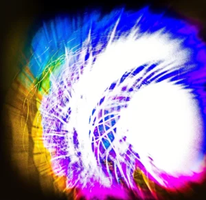 Een lichtbeeld dat bewerkt is met kleuren zodat het aan een fusie doet denken