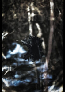 Samengestelde foto met tot doel te laten zien dat de natuur ten gronde gaat en de mens met een opengesperde mond op zoek naar meer er aan voorbij gaat.